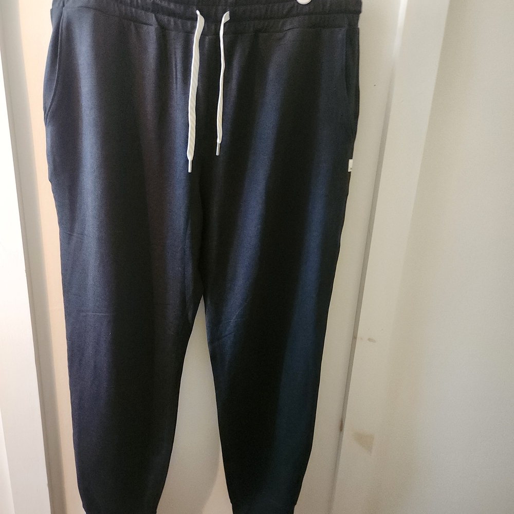 Vuori Black Joggers with White Drawstring